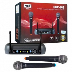 Microfone sem fio profissional Duplo MXT UHF-202